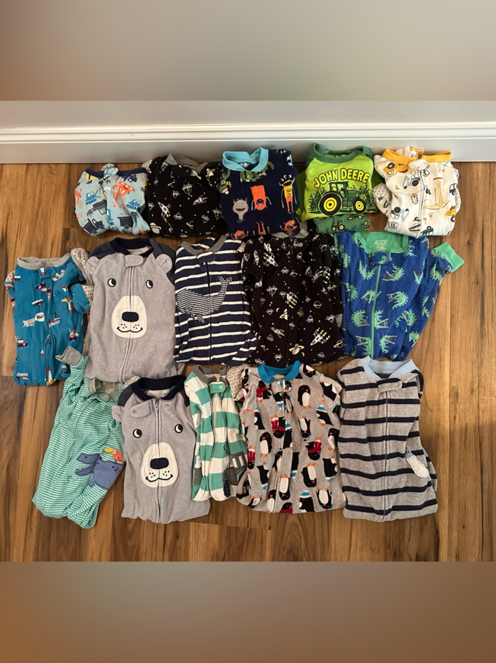 Carter's Boys' Assorted Blue, Green, Gray & Yellow One-Piece Footies